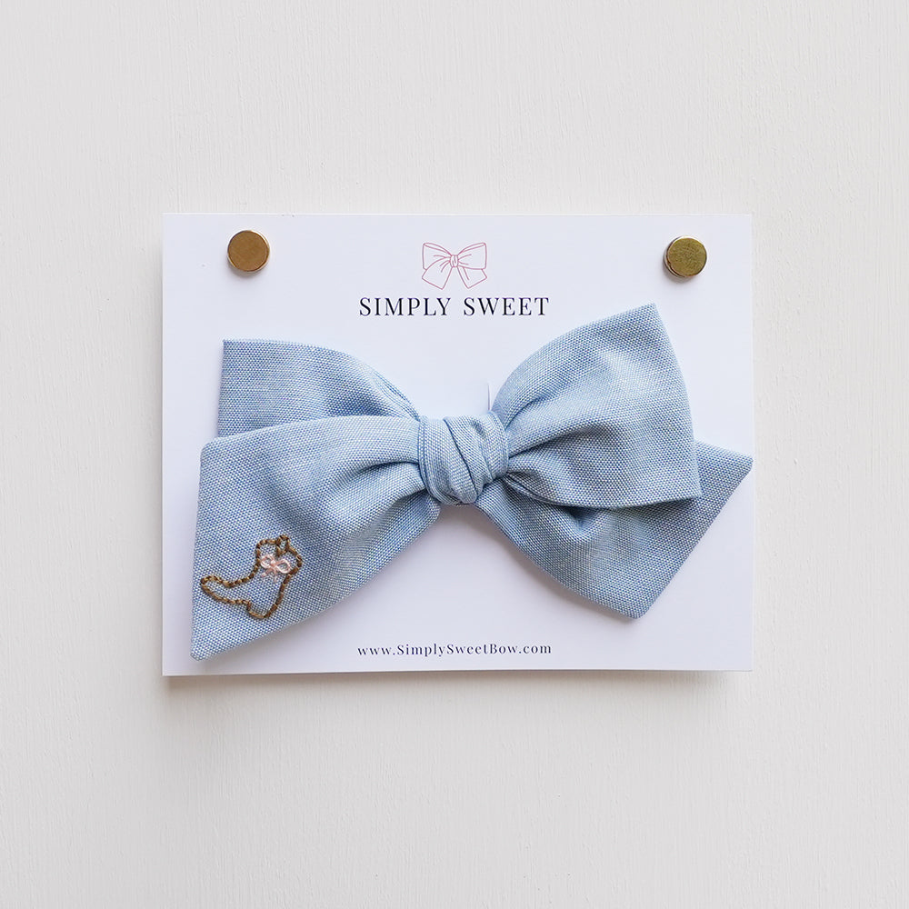 Blue Jean Baby - Embroidered Knot Bow