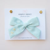 Embroidered Spring Bow - Handtied