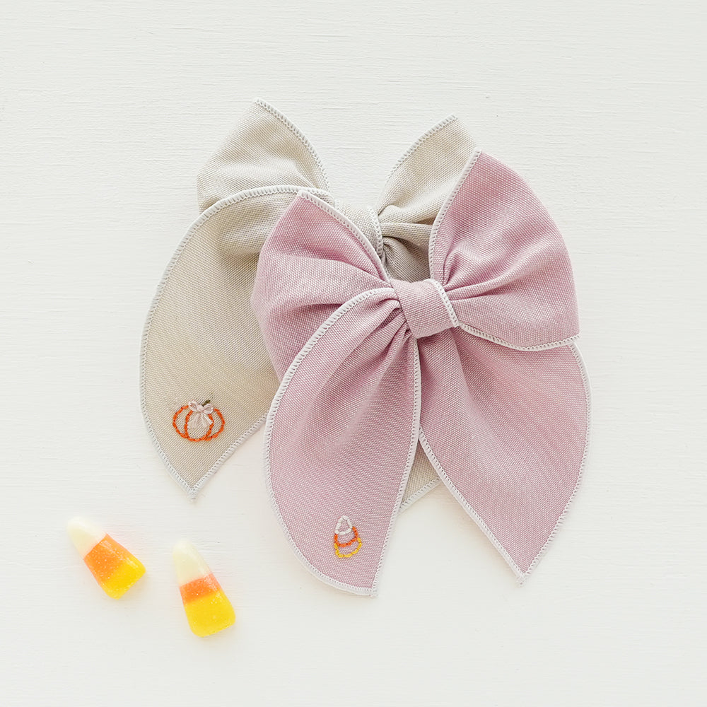 Pink - Embroidered Edged Bow