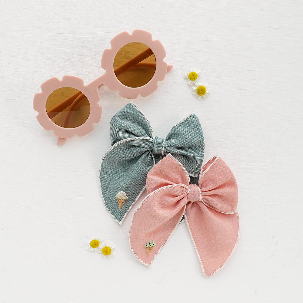 Cotton Candy - Embroidered Edged Bow