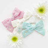 Embroidered Spring Bow - Handtied