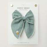 Sugar Cone - Embroidered Edged Bow