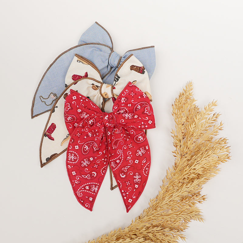 Blue Jean Baby - Embroidered Edged Bow