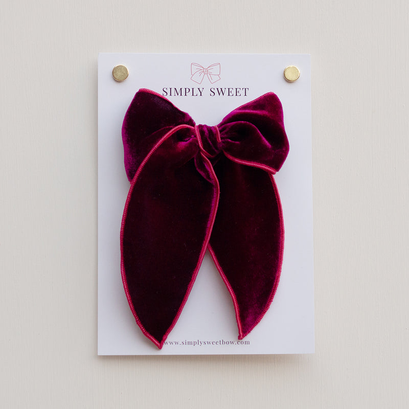 Berry - Velvet Edged Bow