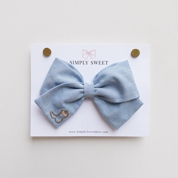Blue Jean Baby - Embroidered Classic Bow