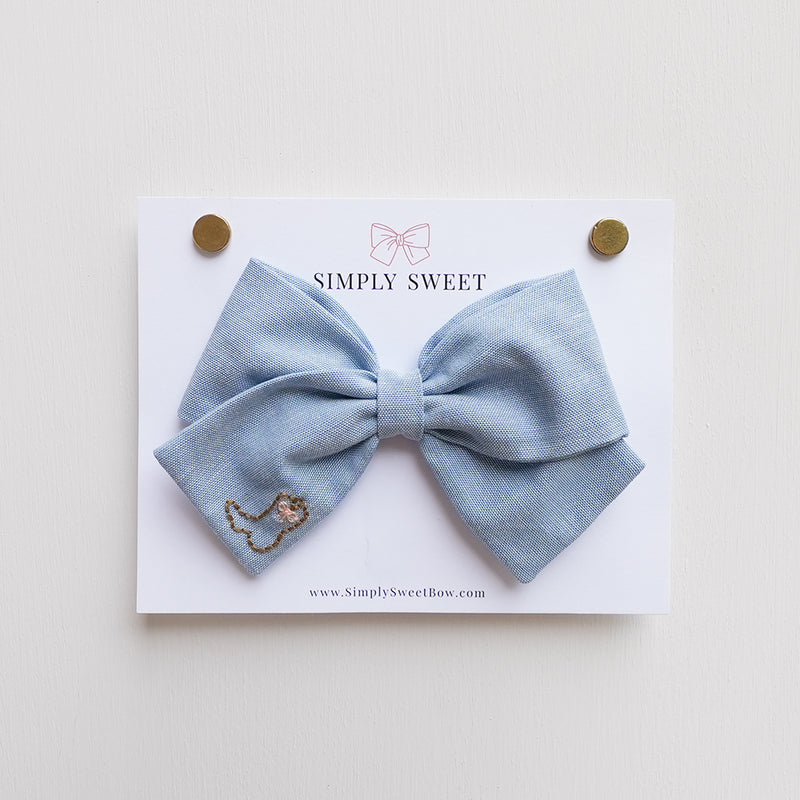 Blue Jean Baby - Embroidered Classic Bow