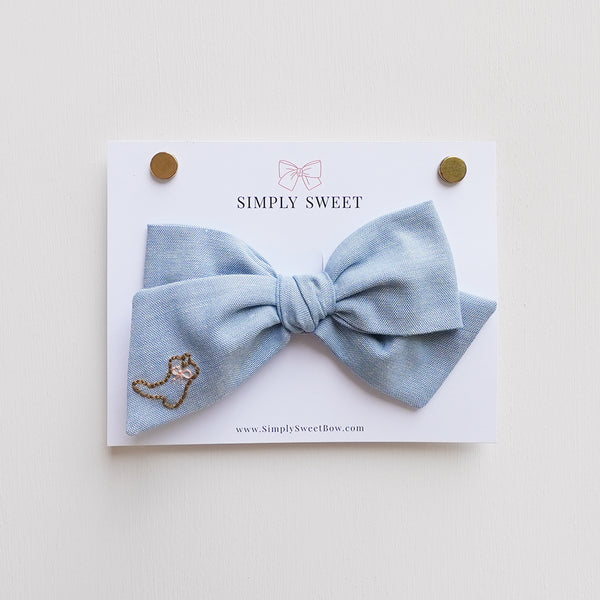 Blue Jean Baby - Embroidered Knot Bow
