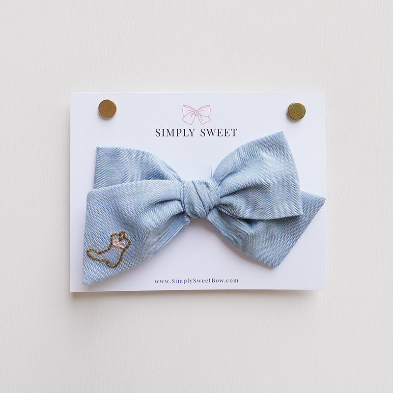 Blue Jean Baby - Embroidered Knot Bow