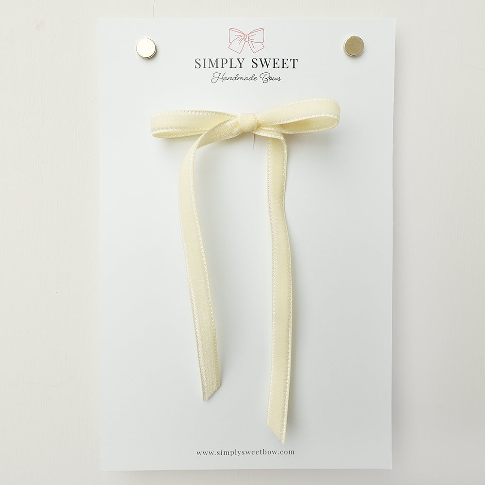 Cream - Velvet Big Girl Bow