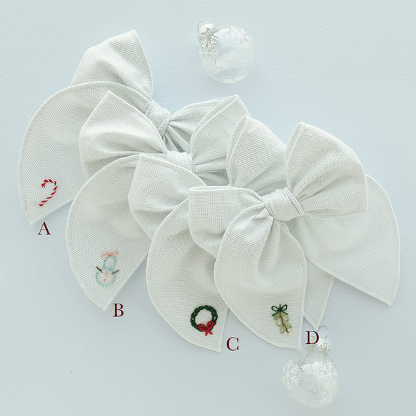 Holiday Embroidered Edged Bow