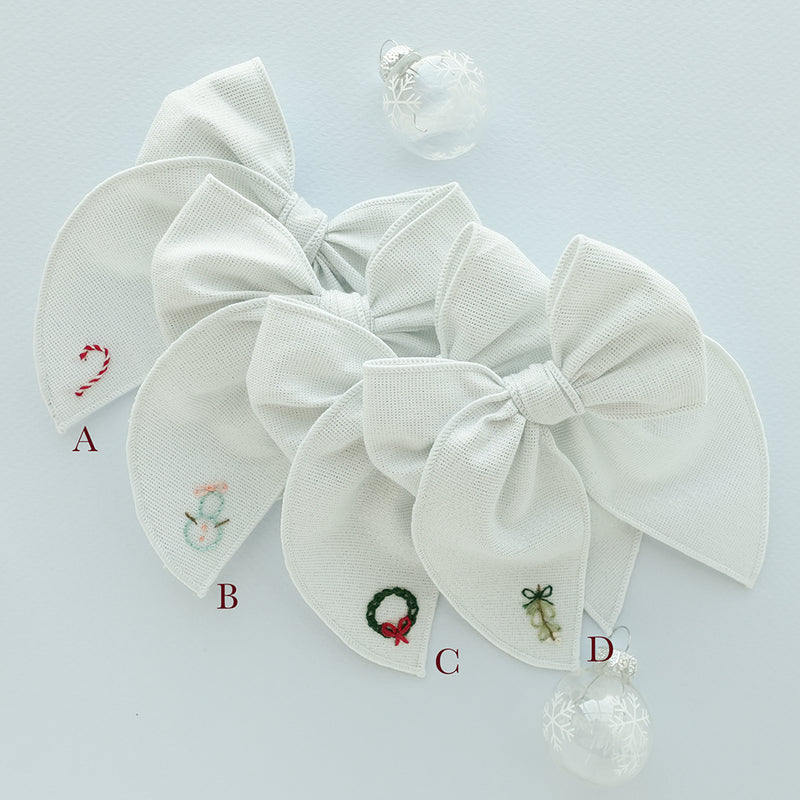 Holiday Embroidered Edged Bow