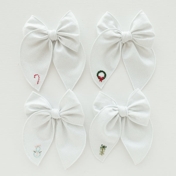 Holiday Embroidered Edged Bow