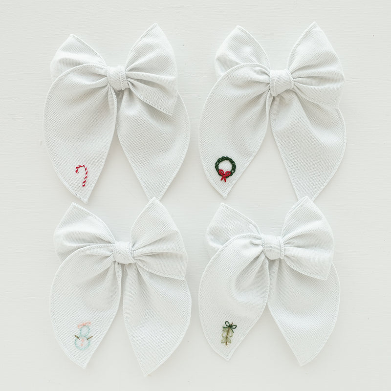 Holiday Embroidered Edged Bow
