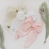 Embroidered Holiday Bow - Large Edged