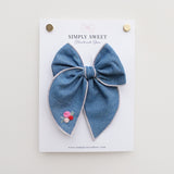 Valentine's Embroidered Edged Bow