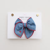 Valentine's Embroidered Edged Bow