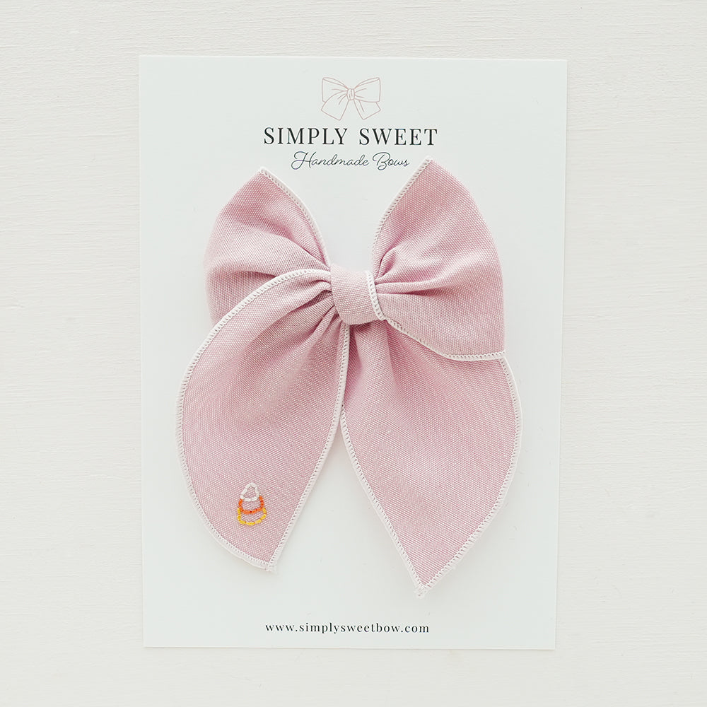 Pink - Embroidered Edged Bow