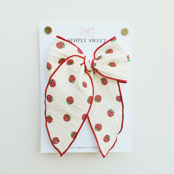 Strawberry - Large Edged Bow