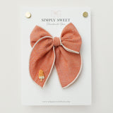 Strawberry Sorbet - Embroidered Edged Bow
