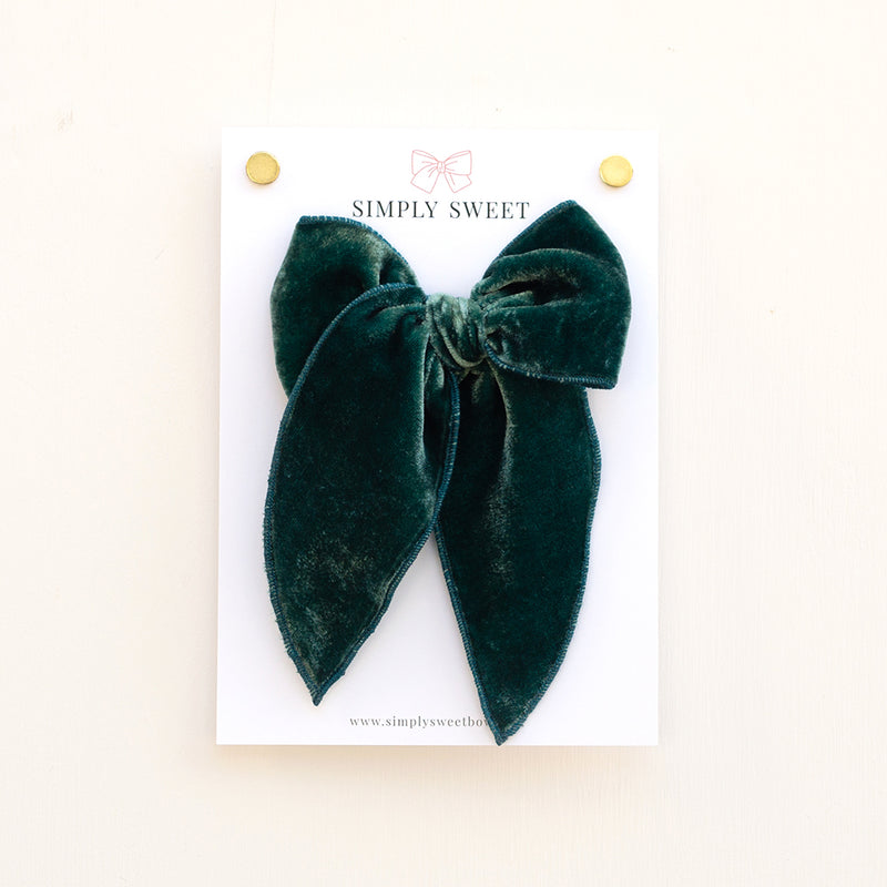 Teal - Velvet Edged Bow