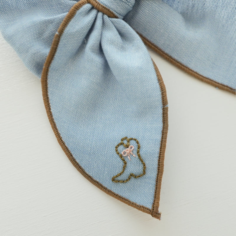 Blue Jean Baby - Embroidered Edged Bow