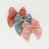 Strawberry Sorbet - Embroidered Edged Bow