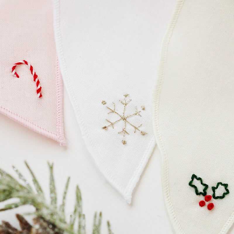 Embroidered Holiday Bow - Small Edged